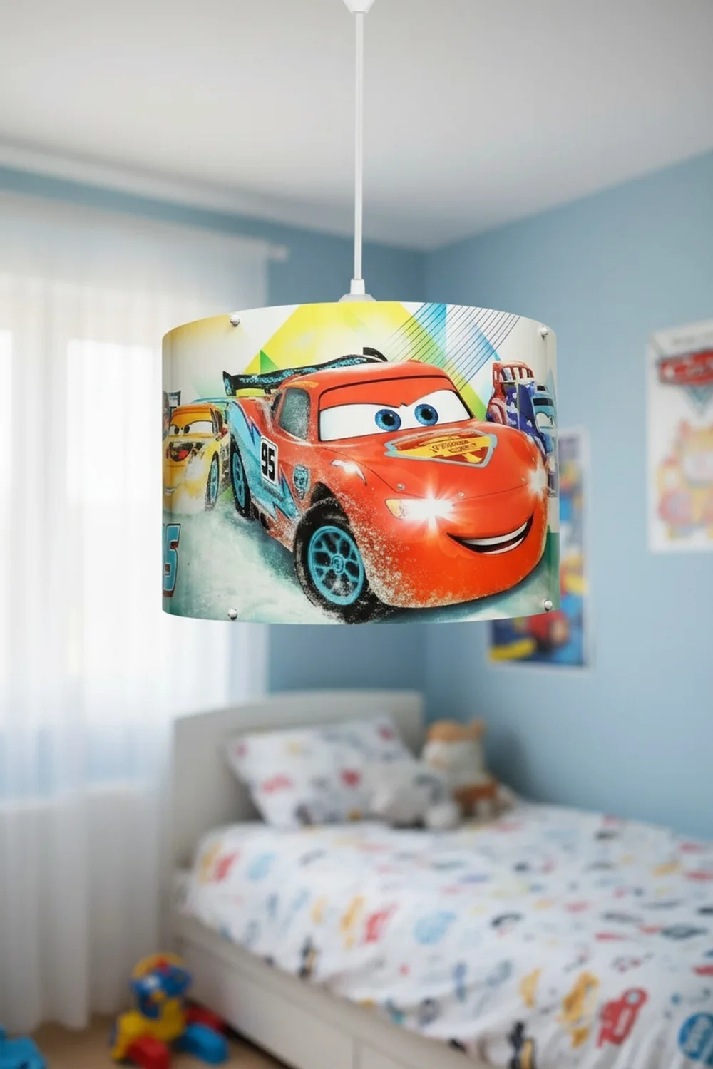 Şimşek Mcqeen Cars Panorama Sarkıt Renkli Çocuk Odası Dekoratif Aydınlatma