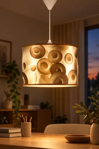 Modern Silindir Kumaş Sarkıt Avize 30 cm Kahverengi Retro — 3. görsel