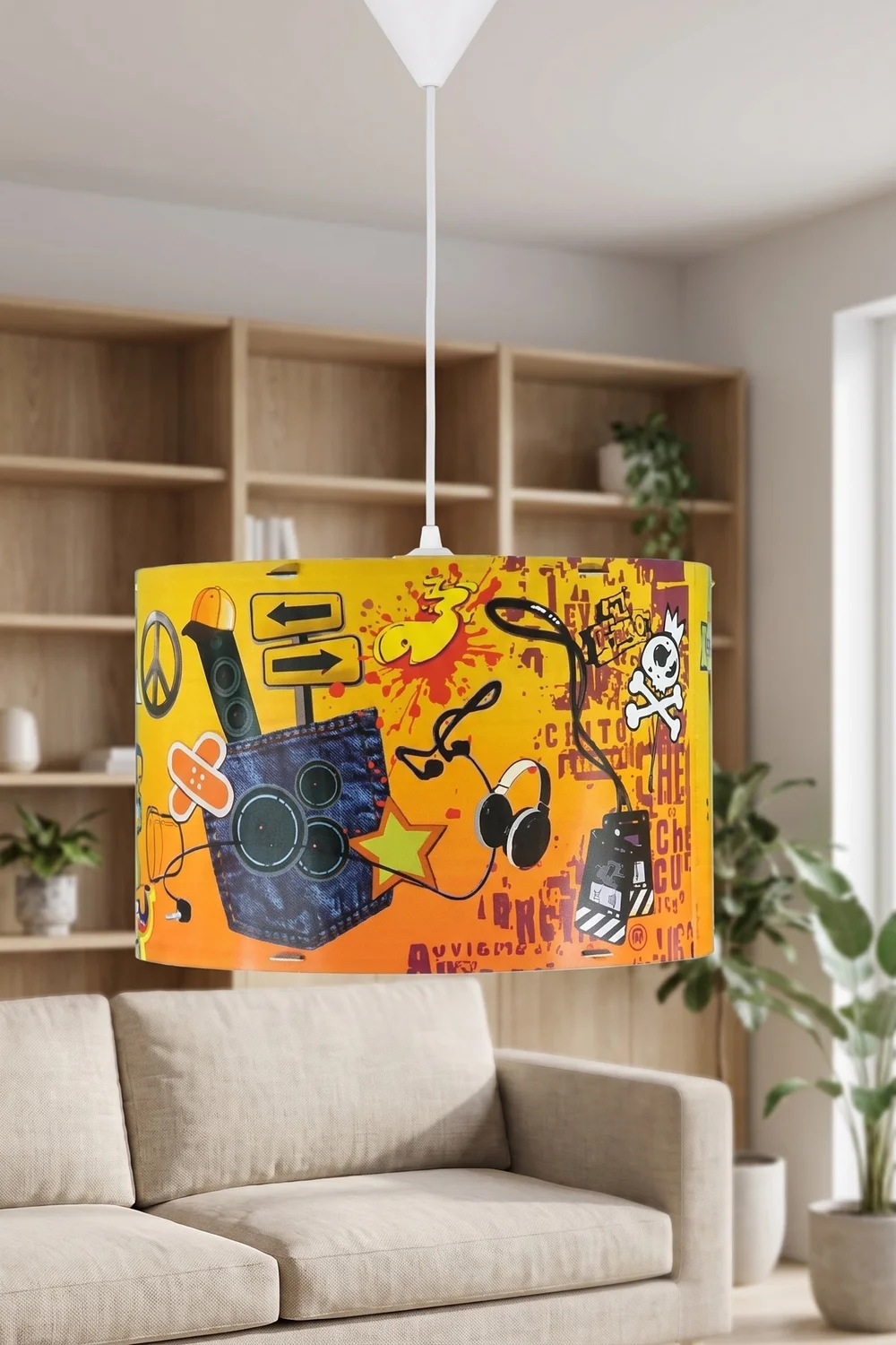 Modern Silindir PVC Sarkıt Avize Sarı Eğlence Tavan Lambası