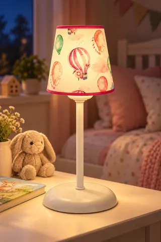 Bebek ve Çocuk Odası Konik Kumaş Abajur Masa Lambası Pembe Balon — 3. görsel
