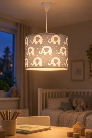 Çocuk Odası Konik Kumaş Sarkıt Avize 29,5 cm Gri Fil — 3. görsel