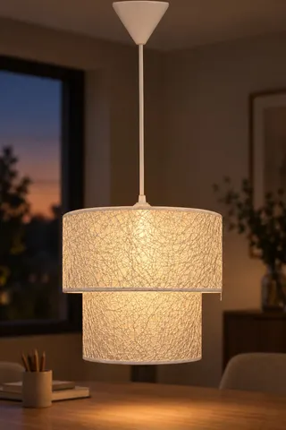 Modern İkili Silindir PVC Sarkıt Avize Beyaz İp Sarmal — 3. görsel