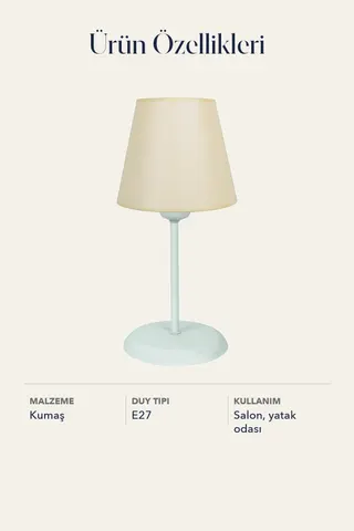 Modern Metal Ayak Kumaş Abajur-krem — 5. görsel