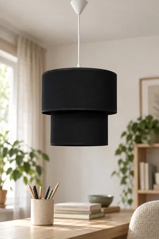 Modern İkili Silindir Kumaş Sarkıt Avize 25 cm Siyah — 2. görsel