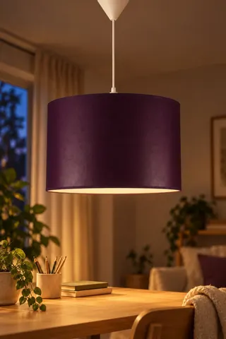Modern Silindir Kumaş Sarkıt Avize Mürdüm Tavan Lambası Salon Yatak Odası — 3. görsel