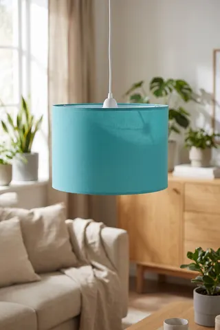 Modern Silindir Kumaş Sarkıt Avize Turkuaz Tavan Lambası Salon Yatak Odası