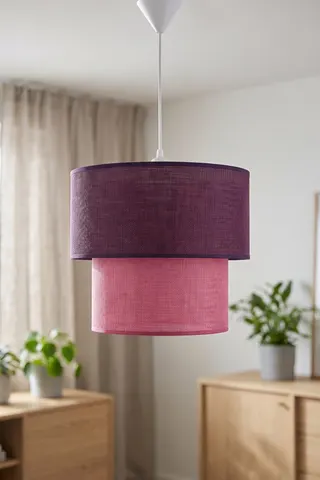 Modern İkili Silindir Kumaş Sarkıt Avize Bordo Pembe Tavan Lambası