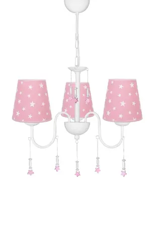 Bebek ve Çocuk Odası 3'lü Kumaş Başlıklı Avize Pembe Beyaz Yıldız — 4. görsel