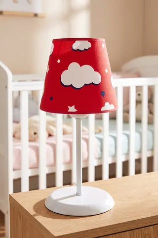 Bebek ve Çocuk Odası Kumaş Abajur Masa Lambası 13,5 cm Kırmızı Bulut