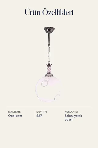Tekli Opal Cam Avize Sarkıt Beyaz Salon Yatak Odası — 4. görsel