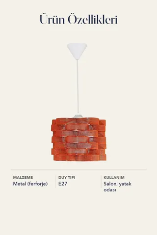 FERFORJE TEKLİ AVİZE PETEK SARKIT-KIRMIZI — 5. görsel
