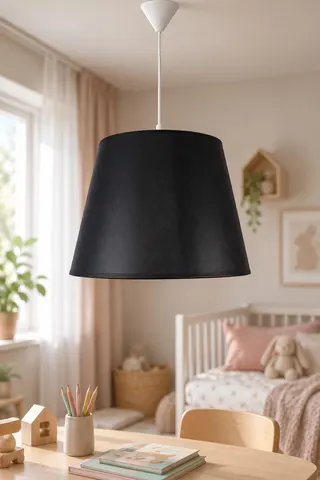 Modern Konik Kumaş Sarkıt Avize Siyah Tavan Lambası Salon Yatak Odası — 2. görsel