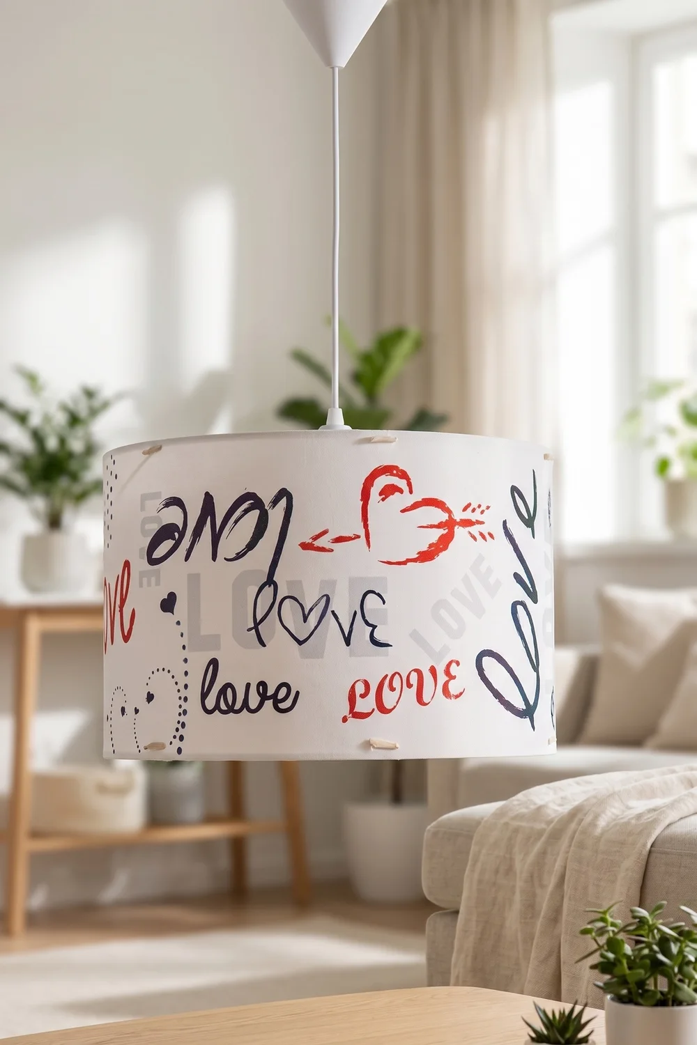 Modern Silindir PVC Sarkıt Avize Beyaz Love Tavan Lambası