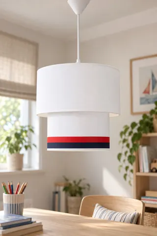 Modern İkili Silindir Kumaş Sarkıt Avize 25 cm Beyaz Kırmızı Şeritli — 2. görsel