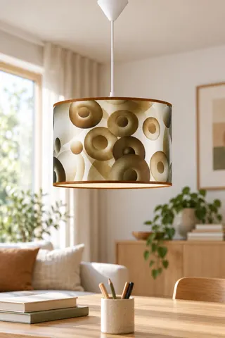 Modern Silindir Kumaş Sarkıt Avize 30 cm Kahverengi Retro — 2. görsel