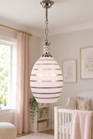 Tekli Opal Cam Avize Sarkıt Gümüş Çizgili Salon Yatak Odası — 2. görsel