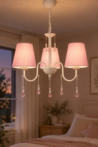 Konik 3'lü Kumaş Abajur Avize-pembe — 3. görsel