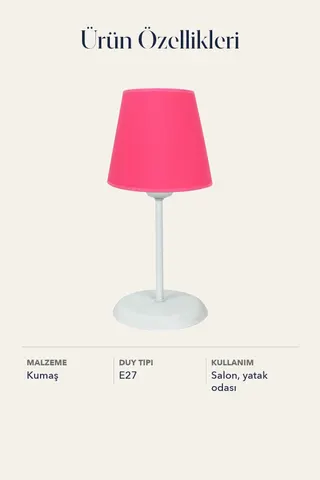 Metal Ayak Modern Konik Kumaş Abajur-koyu Pembe — 4. görsel