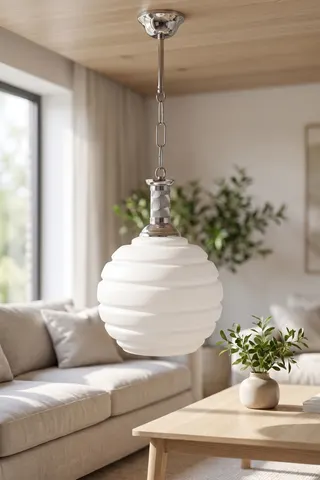 Tekli Opal Cam Avize Sarkıt Beyaz Salon Yatak Odası
