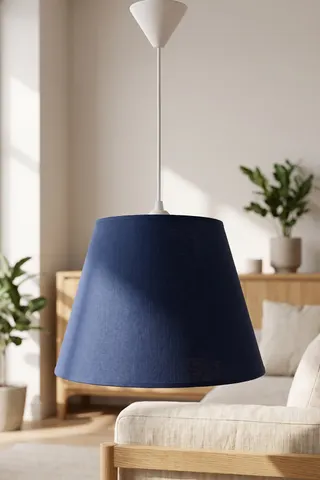 Modern Konik Kumaş Sarkıt Avize Lacivert Tavan Lambası Salon Yatak Odası