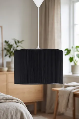 Modern Silindir Kumaş Sarkıt Avize 30 cm Siyah Tavan Lambası