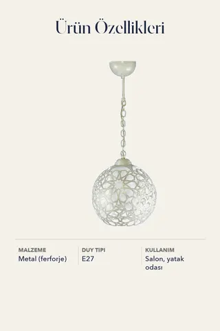 Tekli Ferforje Kafes Sarkıt Avize Kemik Altın Sarısı Salon Yatak Odası — 5. görsel
