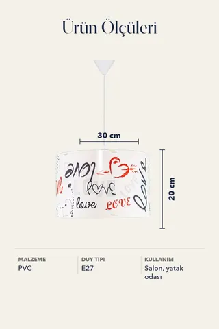 Modern Silindir PVC Sarkıt Avize Beyaz Love Tavan Lambası — 5. görsel