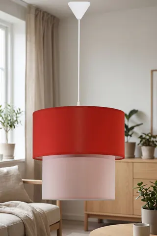 Modern İkili Silindir Kumaş Sarkıt Avize 25 cm Kırmızı Pembe