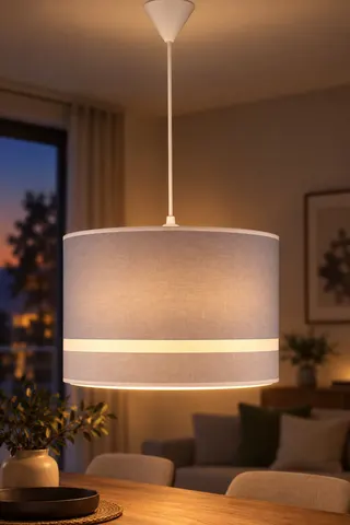 Modern Silindir Kumaş Sarkıt Avize Gri Tavan Lambası Salon Yatak Odası — 3. görsel
