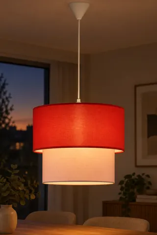Modern İkili Silindir Kumaş Sarkıt Avize 25 cm Kırmızı Pembe — 3. görsel