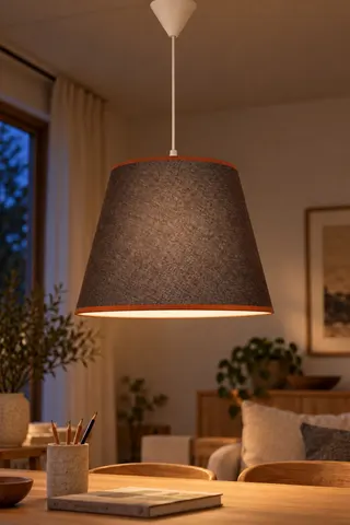 Modern Konik Kumaş Sarkıt Avize Hasır Kahverengi Tavan Lambası — 3. görsel