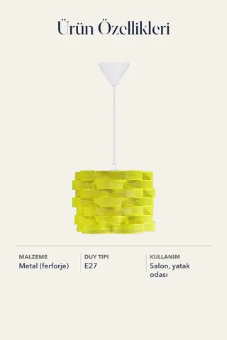 FERFORJE TEKLİ AVİZE PETEK SARKIT-SARI — 5. görsel