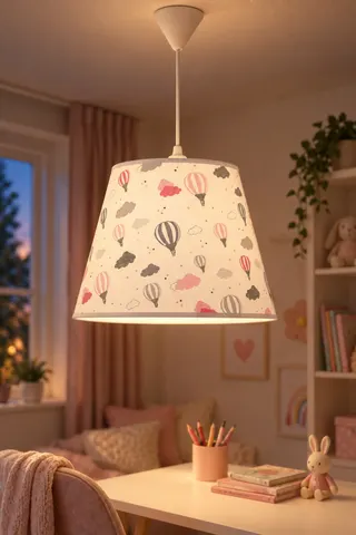 Bebek ve Çocuk Odası Konik Kumaş Sarkıt Avize Beyaz Balon — 3. görsel