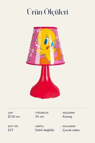 Çocuk Odası Kumaş Abajur Masa Lambası 20 cm Nisa Luce Tweety Sarı — 4. görsel