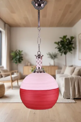 Tekli Cam Avize Sarkıt Pembe Kırmızı Salon Yatak Odası