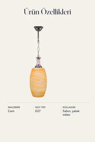 Tekli Cam Avize Sarkıt Sarı Beyaz Salon Yatak Odası — 5. görsel