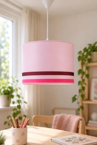 Modern Silindir Kumaş Sarkıt Avize Pembe Bordo Fuşya Şeritli — 2. görsel