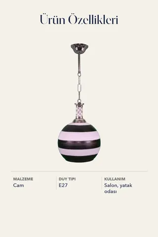 Tekli Cam Avize Sarkıt Siyah Beyaz Salon Yatak Odası — 5. görsel