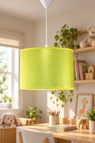 Çocuk Odası Silindir PVC Sarkıt Avize Sarı Kelebek Desen — 2. görsel