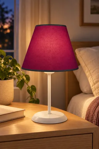 Metal Ayaklı Konik Kumaş Abajur Masa Lambası 23,5 cm Bordo — 3. görsel