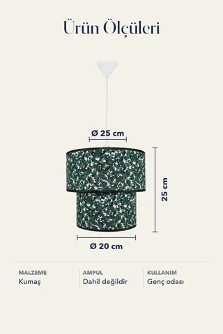 Genç Odası İkili Silindir Kumaş Sarkıt Avize 25 cm Yeşil Kamuflaj — 5. görsel