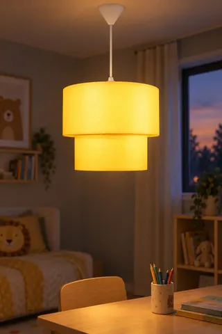 Modern İkili Silindir Kumaş Sarkıt Avize 25 cm Sarı — 3. görsel