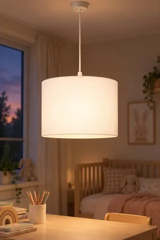 Modern Silindir Kumaş Sarkıt Avize Beyaz Tavan Lambası Salon Yatak Odası — 3. görsel