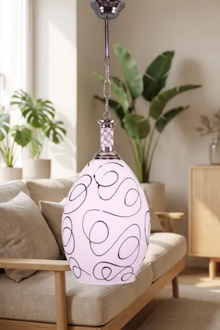 Tekli Opal Cam Avize Sarkıt Gümüş Desenli Salon Yatak Odası