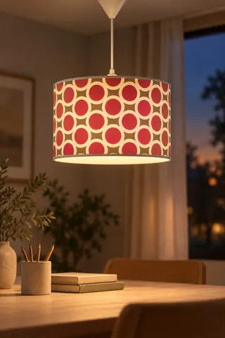 Modern Silindir Kumaş Sarkıt Avize Bordo Retro Tavan Lambası — 3. görsel