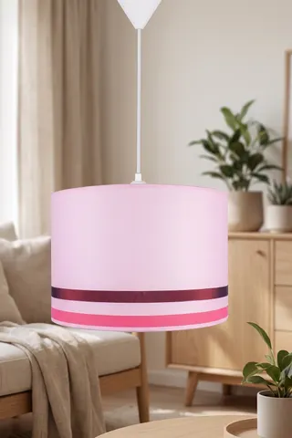 Modern Silindir Kumaş Sarkıt Avize Pembe Bordo Fuşya Şeritli