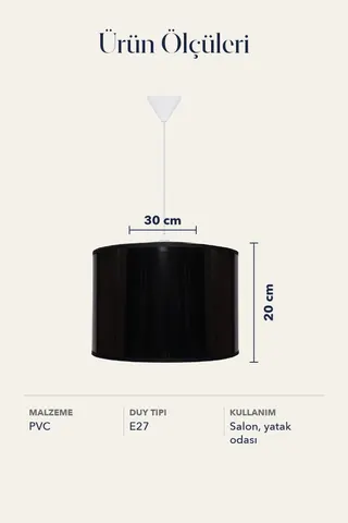 Modern Silindir PVC Sarkıt Avize Siyah Tavan Lambası Salon Yatak Odası — 4. görsel