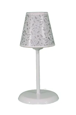 Metal Ayaklı Konik PVC Abajur Masa Lambası 14 cm Gümüş Simli Prizma — 4. görsel