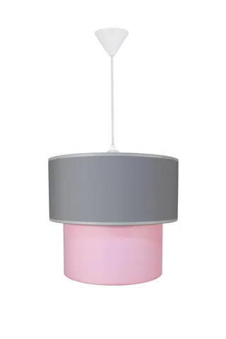 Modern İkili Silindir Kumaş Sarkıt Avize Gri Pembe Tavan Lambası — 4. görsel