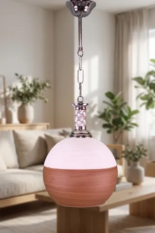 Tekli Cam Avize Sarkıt Kahverengi Beyaz Salon Yatak Odası
